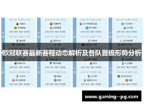 欧冠联赛最新赛程动态解析及各队晋级形势分析